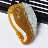 糯冰种褐黄翡缅甸翡翠A货福瓜挂件