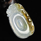 冰种褐黄翡缅甸翡翠A货如意挂件