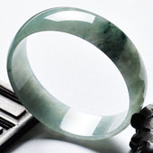 糯冰种飘花缅甸翡翠A货手镯（52.8mm）