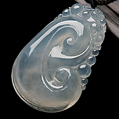 冰种淡紫罗兰缅甸翡翠A货如意挂件