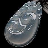 冰种淡紫罗兰缅甸翡翠A货如意挂件