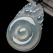 冰种淡紫罗兰缅甸翡翠A货福在眼前挂件