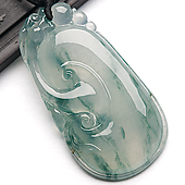 冰种飘花缅甸翡翠A货如意挂件