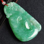 冰种淡绿缅甸翡翠A货如意高升挂件