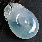 冰种飘花缅甸翡翠A货福在眼前挂件