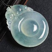 冰种晴水缅甸翡翠A货福在眼前挂件
