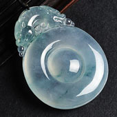 冰种飘花缅甸翡翠A货福在眼前挂件