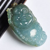 (超值推荐)冰种晴水带褐黄翡缅甸翡翠A货玉佛挂件