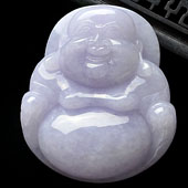 糯冰种紫罗兰缅甸翡翠A货玉佛挂件