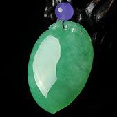 冰种阳绿缅甸翡翠A货福瓜挂件