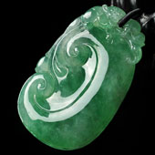 冰种阳绿缅甸翡翠A货如意寿挂件