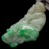 糯冰种黄加绿缅甸翡翠A货马上封侯挂件