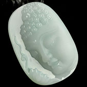 冰种晴水缅甸翡翠A货释迦牟尼头挂件