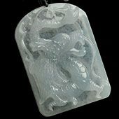 冰玻种晴水缅甸翡翠A货飞龙挂件