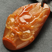 糯冰种红翡缅甸翡翠A货龙头挂件