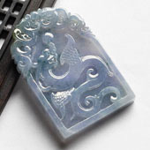 糯冰种紫罗兰飘花缅甸翡翠A货龙凤呈祥挂件