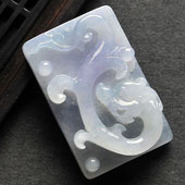 糯冰种淡紫罗兰缅甸翡翠A货螭龙牌挂件