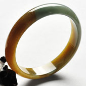 糯冰种褐黄翡缅甸翡翠A货手镯（54.8mm）
