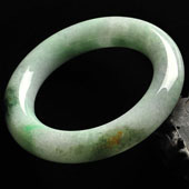 糯冰种飘翠缅甸翡翠A货圆条手镯（58.2mm）