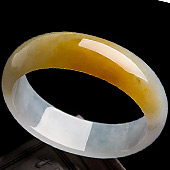 冰种黄翡缅甸翡翠A货贵妃镯（57.6-51.2mm）