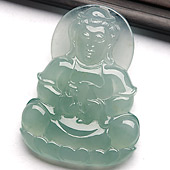 冰种晴水缅甸翡翠A货观音挂件