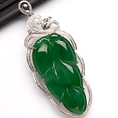 冰种阳绿满绿镶白金金枝玉叶胸坠（真钻）