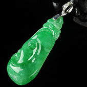 糯冰种阳绿满绿缅甸翡翠A货如意挂件