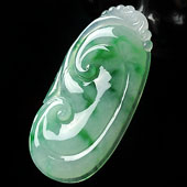 冰种飘翠缅甸翡翠A货如意寿挂件