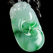 冰种飘翠缅甸翡翠A货如意寿挂件