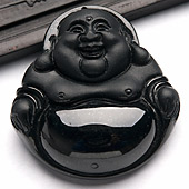 细糯种墨翠缅甸翡翠A货玉佛挂件