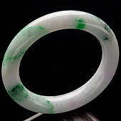 糯冰种飘翠缅甸翡翠A货圆条手镯（56.1mm）
