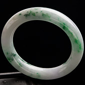 糯冰种飘翠缅甸翡翠A货圆条手镯（56.1mm）