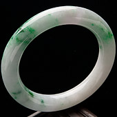 糯冰种飘翠缅甸翡翠A货圆条手镯（56mm）