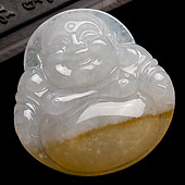冰种黄翡缅甸翡翠A货玉佛挂件