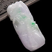 糯冰种春带彩缅甸翡翠A货节节高挂件