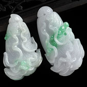 糯冰种春带彩缅甸翡翠A货白菜挂件