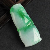 糯冰种飘翠缅甸翡翠A货节节高挂件