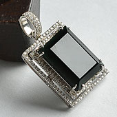 冰种墨翠缅甸翡翠A货银镀金胸坠