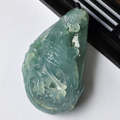 冰种晴水缅甸翡翠A货凤来仪挂件