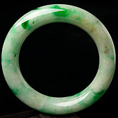糯冰种飘翠缅甸翡翠A货圆条手镯（54.6mm）