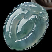 冰种晴水缅甸翡翠A货双龙如意挂件