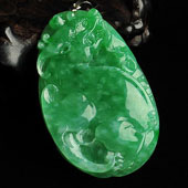 冰种阳绿满绿缅甸翡翠A货龙行如意挂件