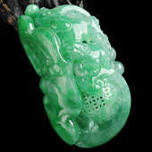 糯冰种阳绿缅甸翡翠A货事事如意挂件