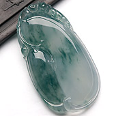 冰种飘花缅甸翡翠A货福瓜挂件