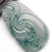 冰种飘花缅甸翡翠A货如意挂件