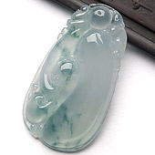 冰种飘花缅甸翡翠A货福瓜挂件