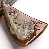 糯冰种褐红翡缅甸翡翠A货寒江独钓挂件