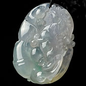 冰种春带彩缅甸翡翠A货龙行如意挂件