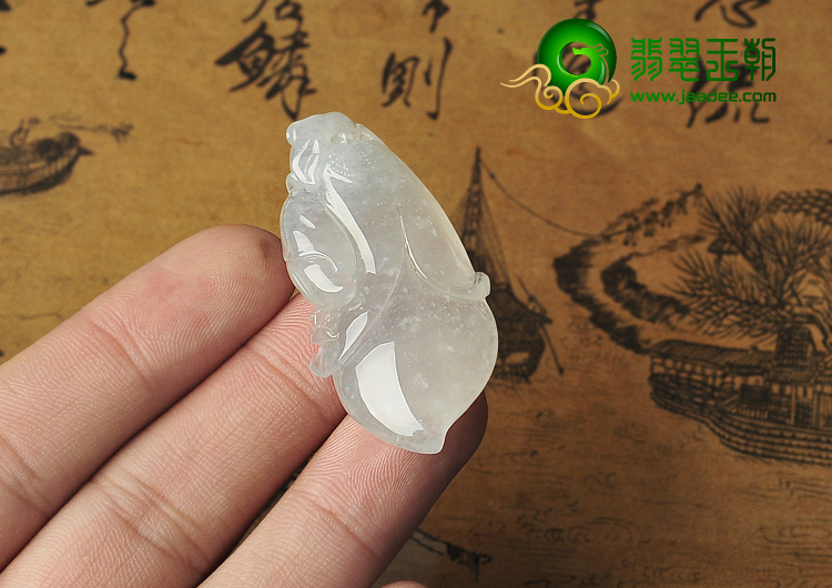 冰种缅甸翡翠A货玉兰花挂件