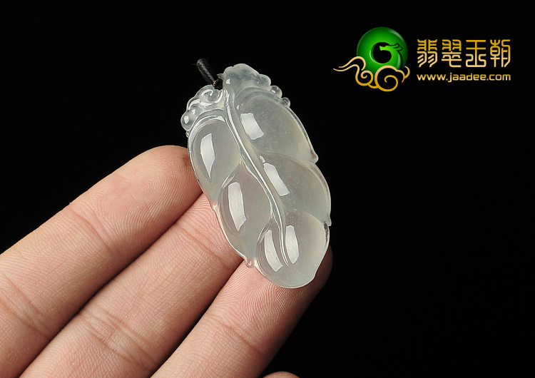 冰种晴水缅甸翡翠A货叶子挂件